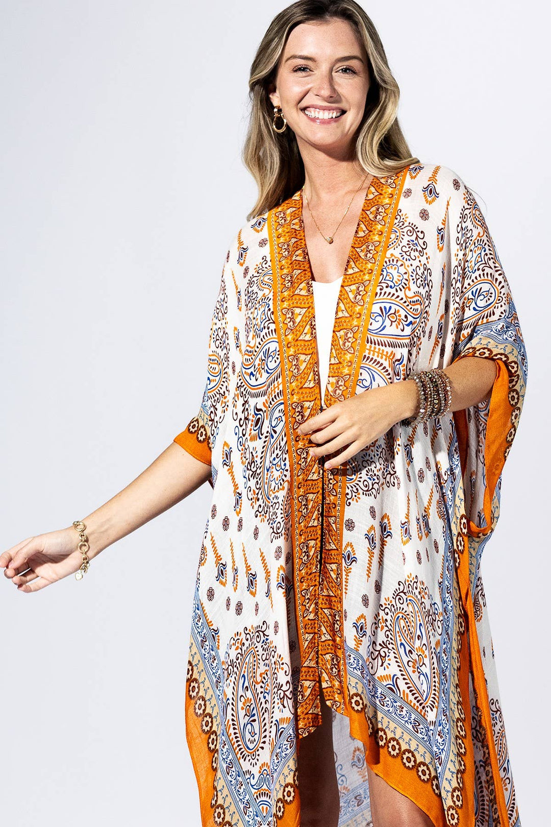 Orange Peel Paisley Kimono