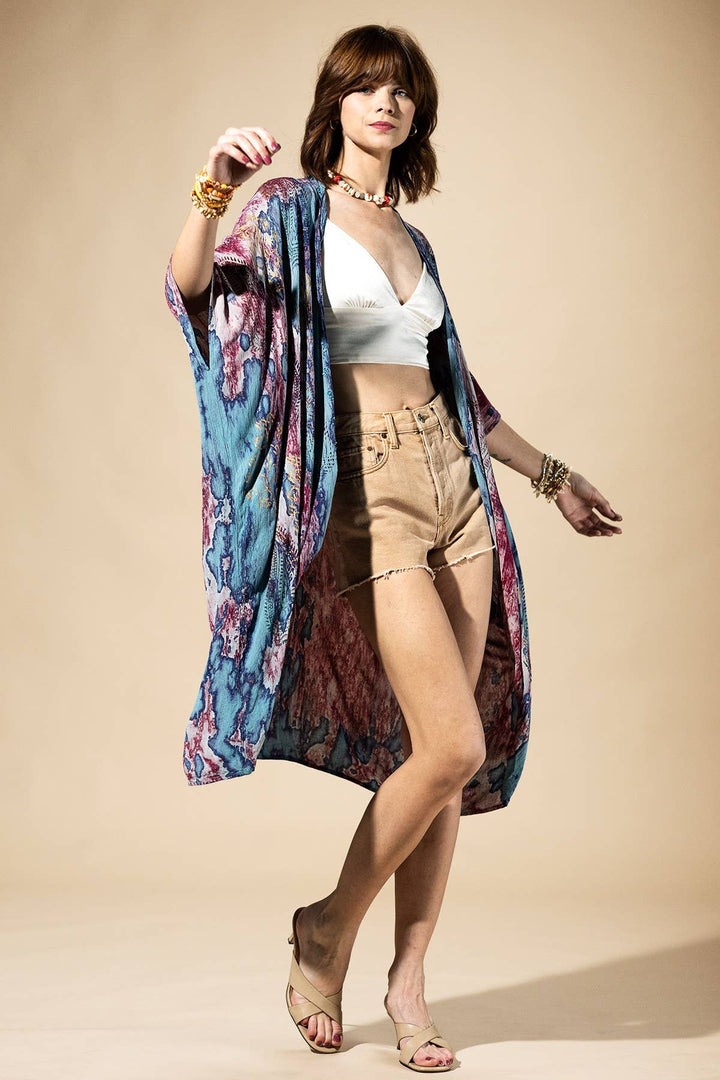 Plum Mist Tie-Dye Kimono