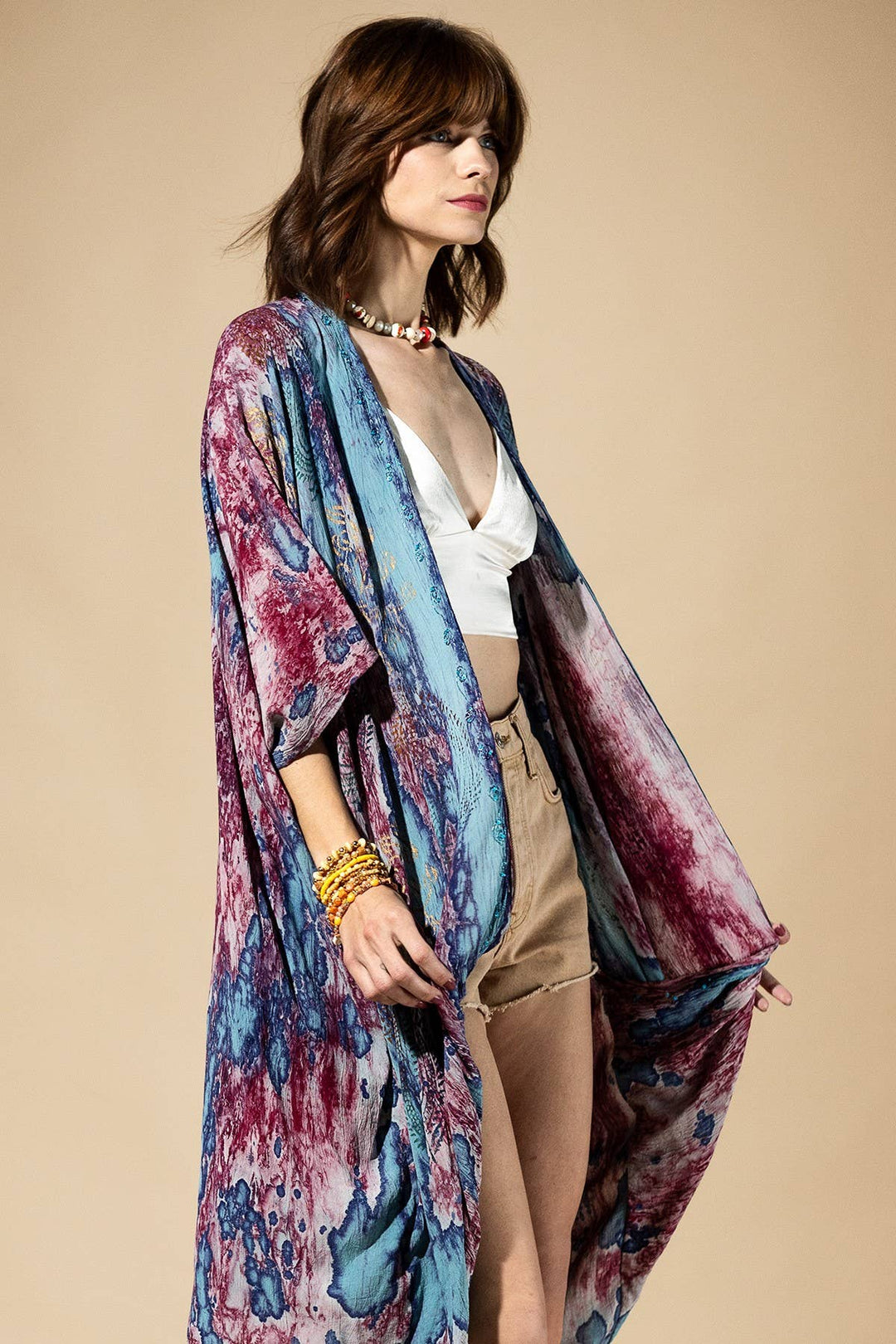 Plum Mist Tie-Dye Kimono