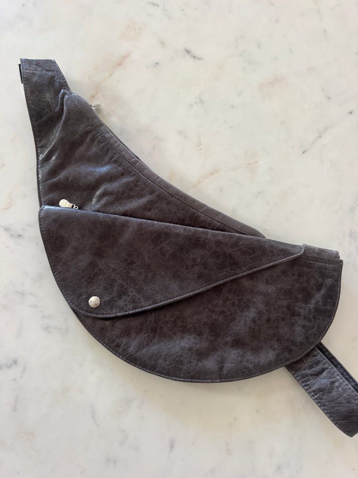 Dove Gray Leather Half Sash