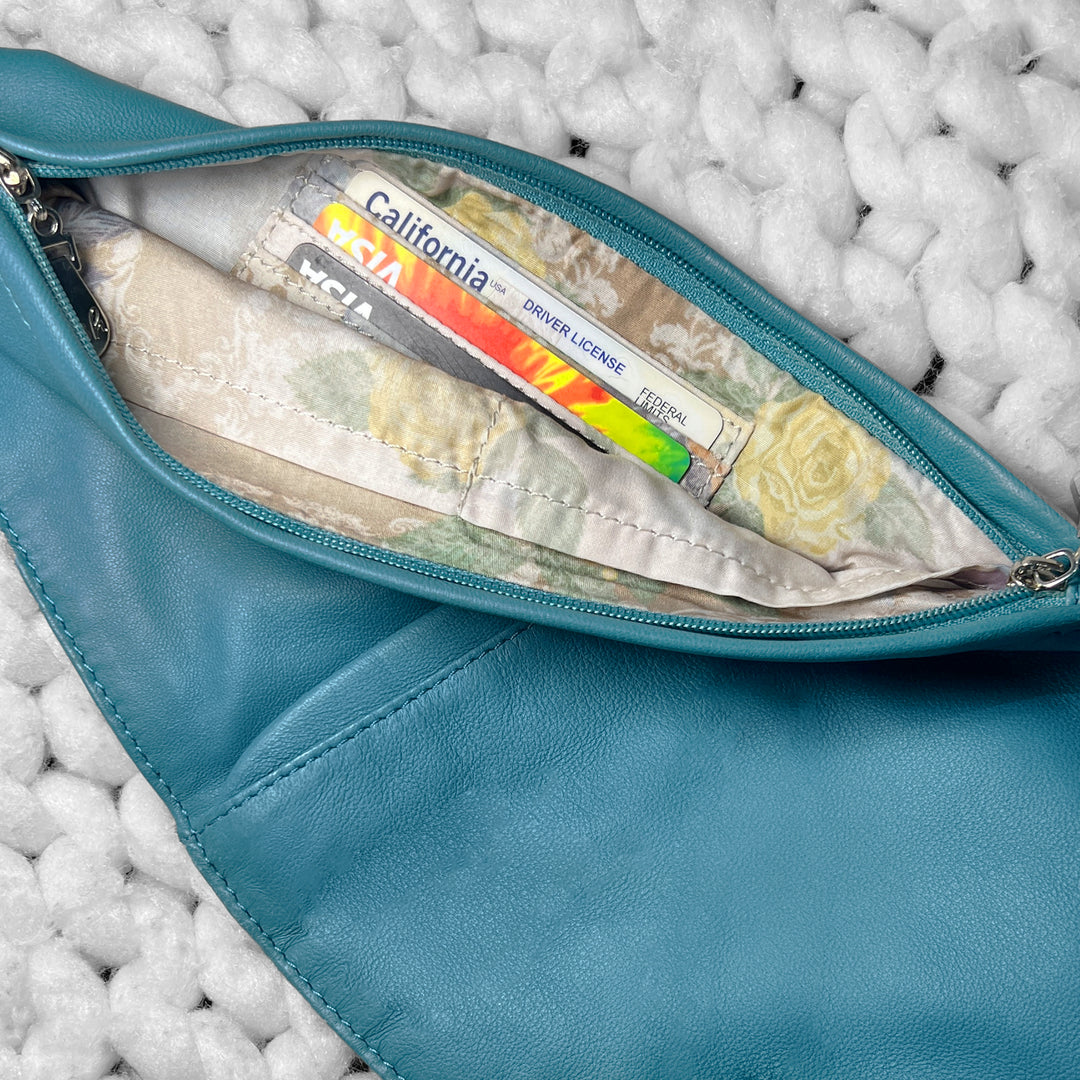 Adriatic Sea Leather Sash Bag w/ Woven Strap