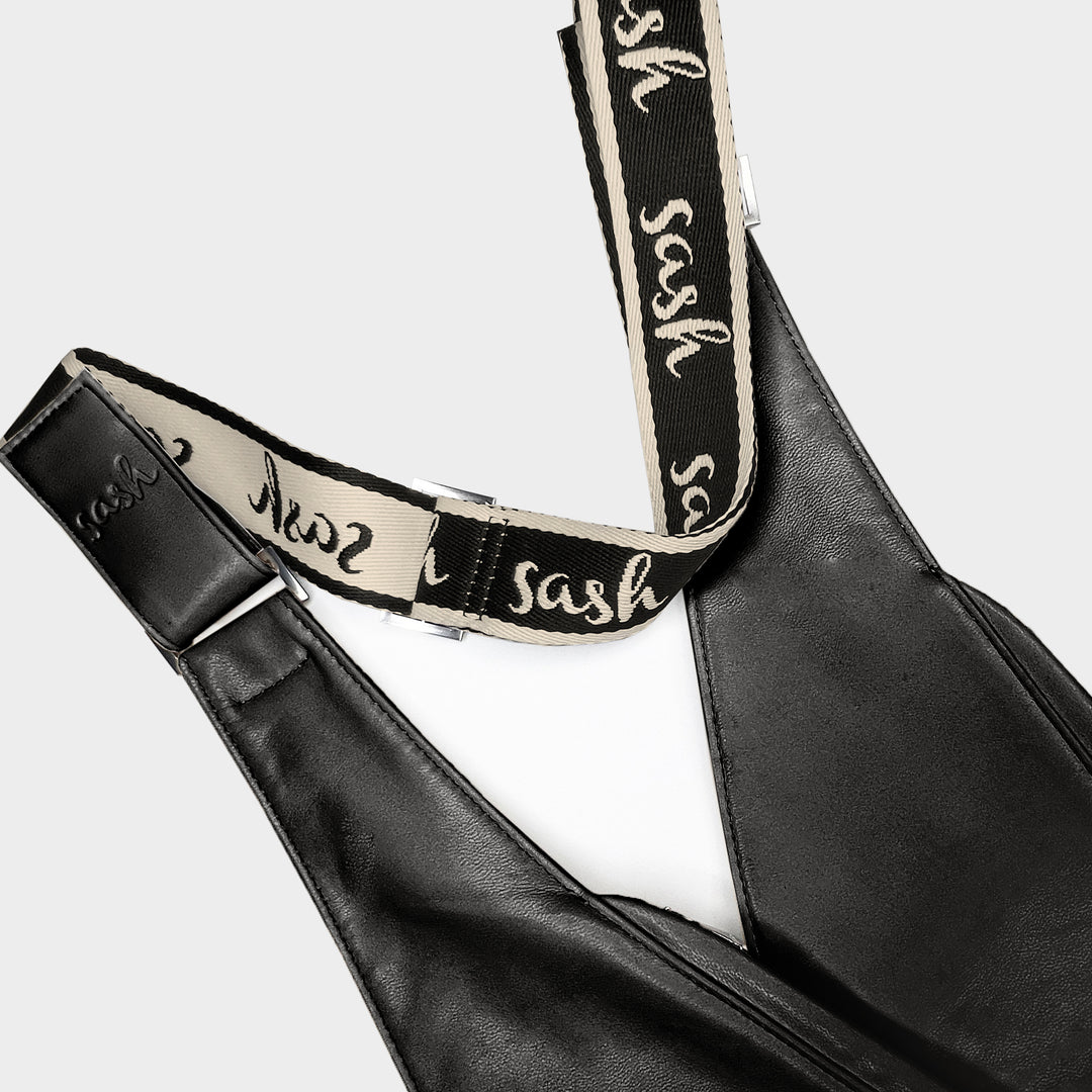 Black/Tan Sash Logo Strap