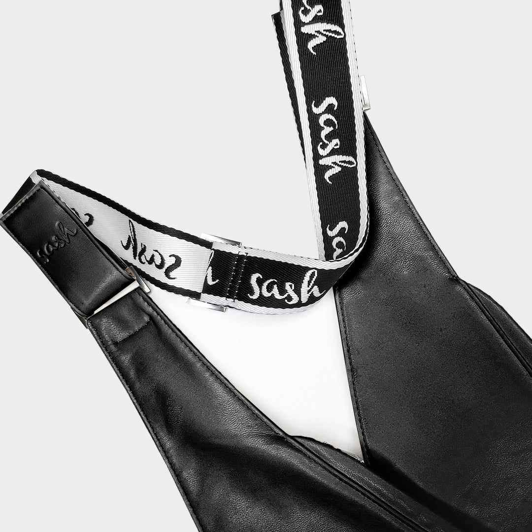 Black/White Sash Logo Strap