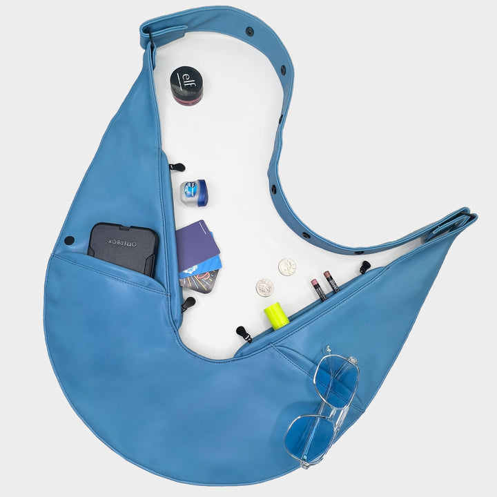 Ceramic Blue Faux Leather Sash Bag
