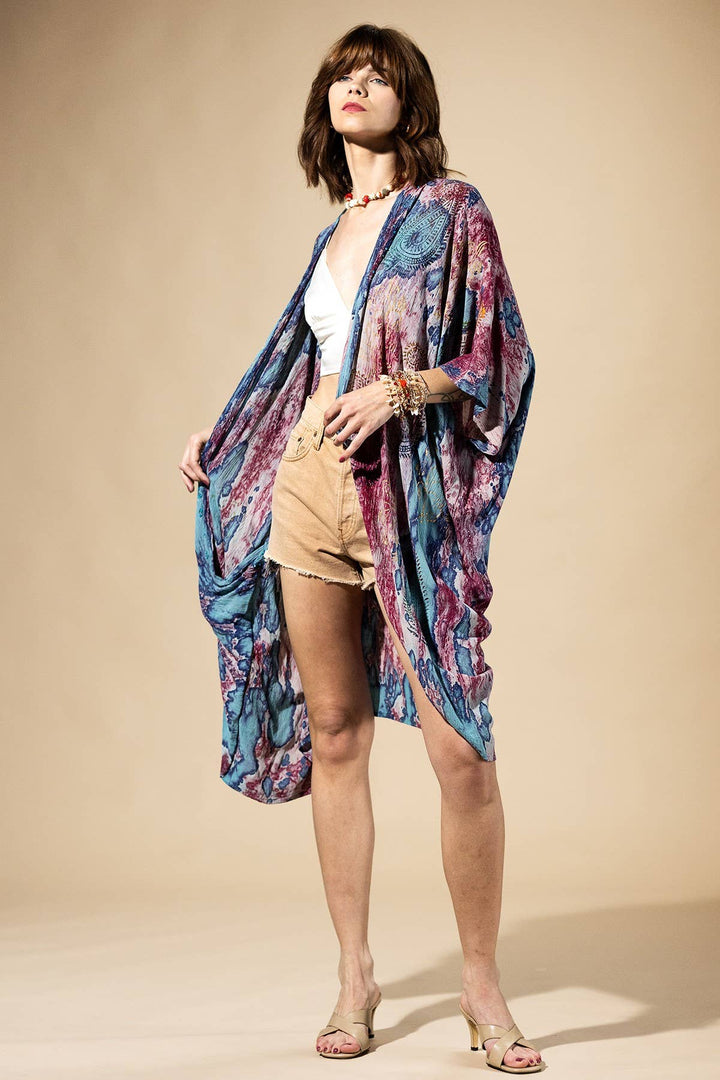 Plum Mist Tie-Dye Kimono