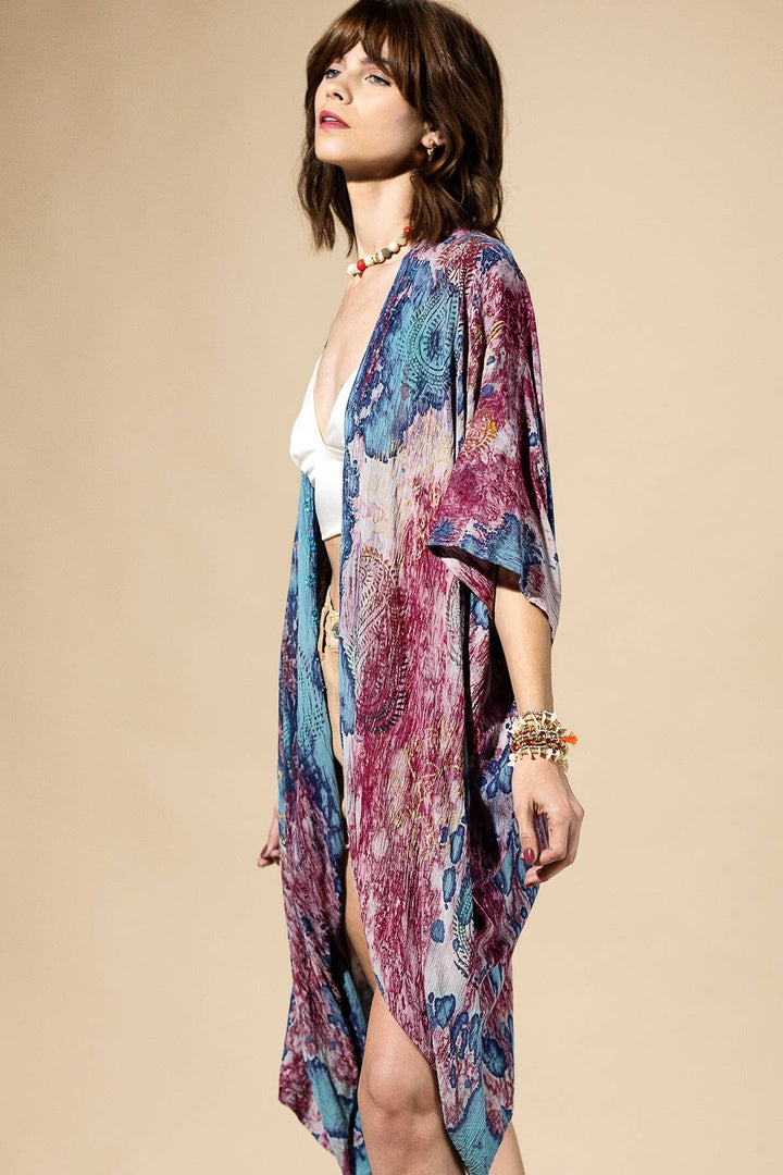 Plum Mist Tie-Dye Kimono