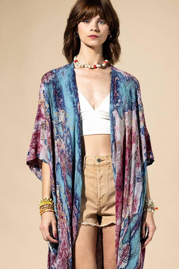 Plum Mist Tie-Dye Kimono